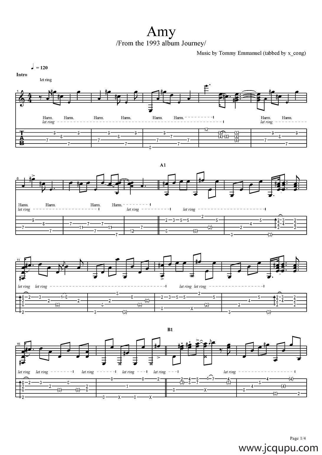 tommy emmanuel：amy-version-2（指弹吉他）简谱