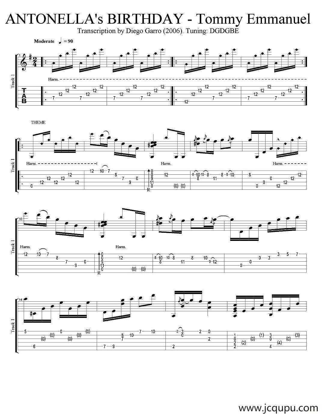 tommy emmanuel：antonellas birthday（指弹吉他）简谱