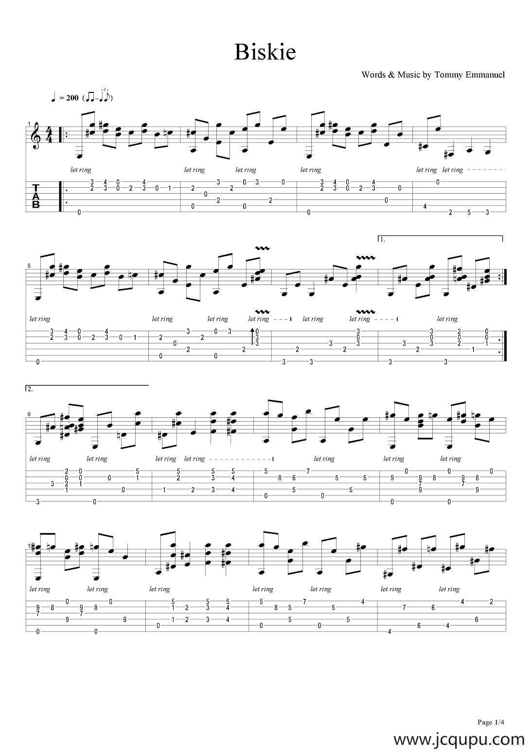 tommy emmanuel：biskie-2简谱