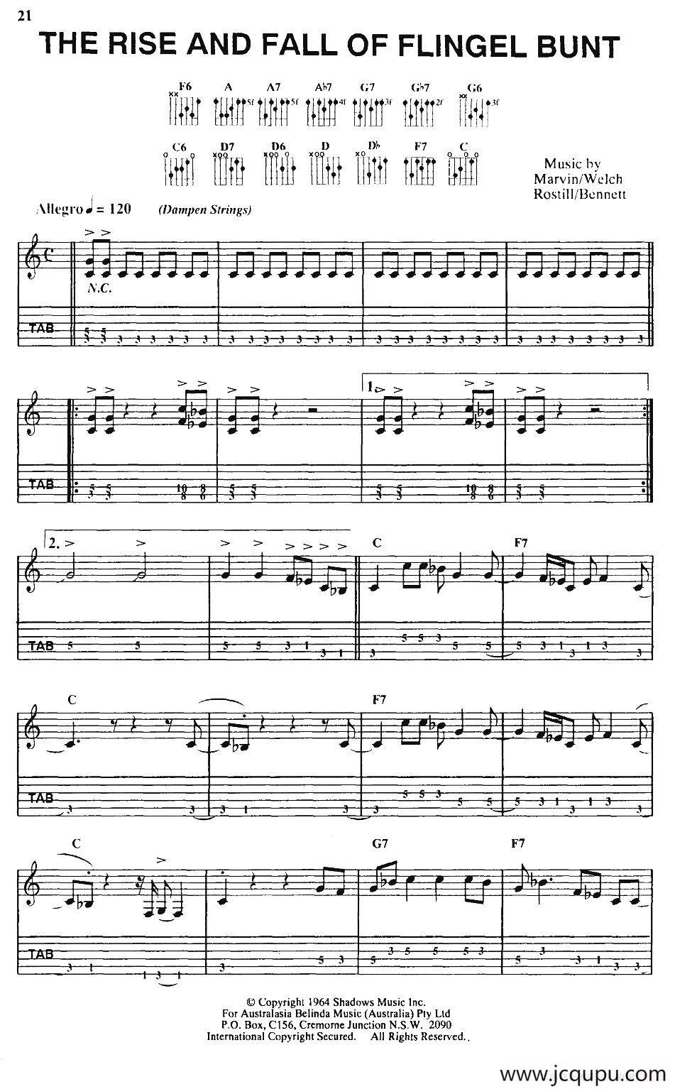 THE RISE AND FALL OF FLINGEL BUNT（指弹吉他）简谱