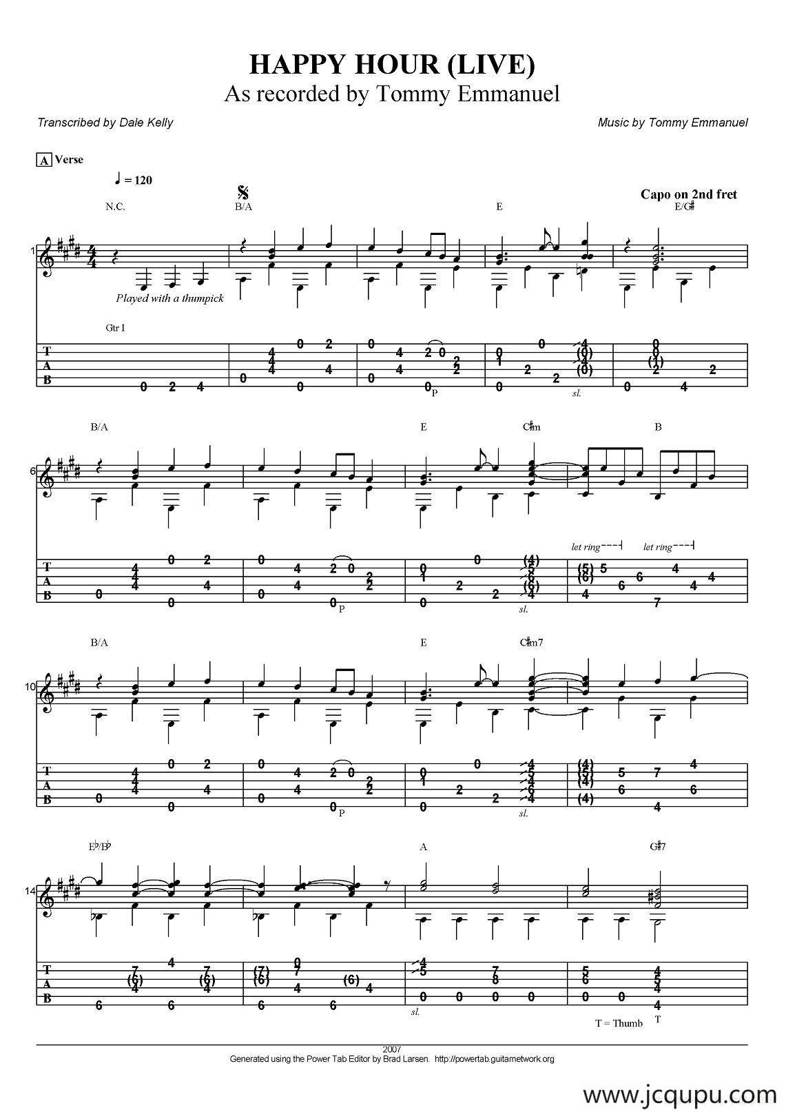 tommy emmanuel：happy hour live（指弹吉他）简谱