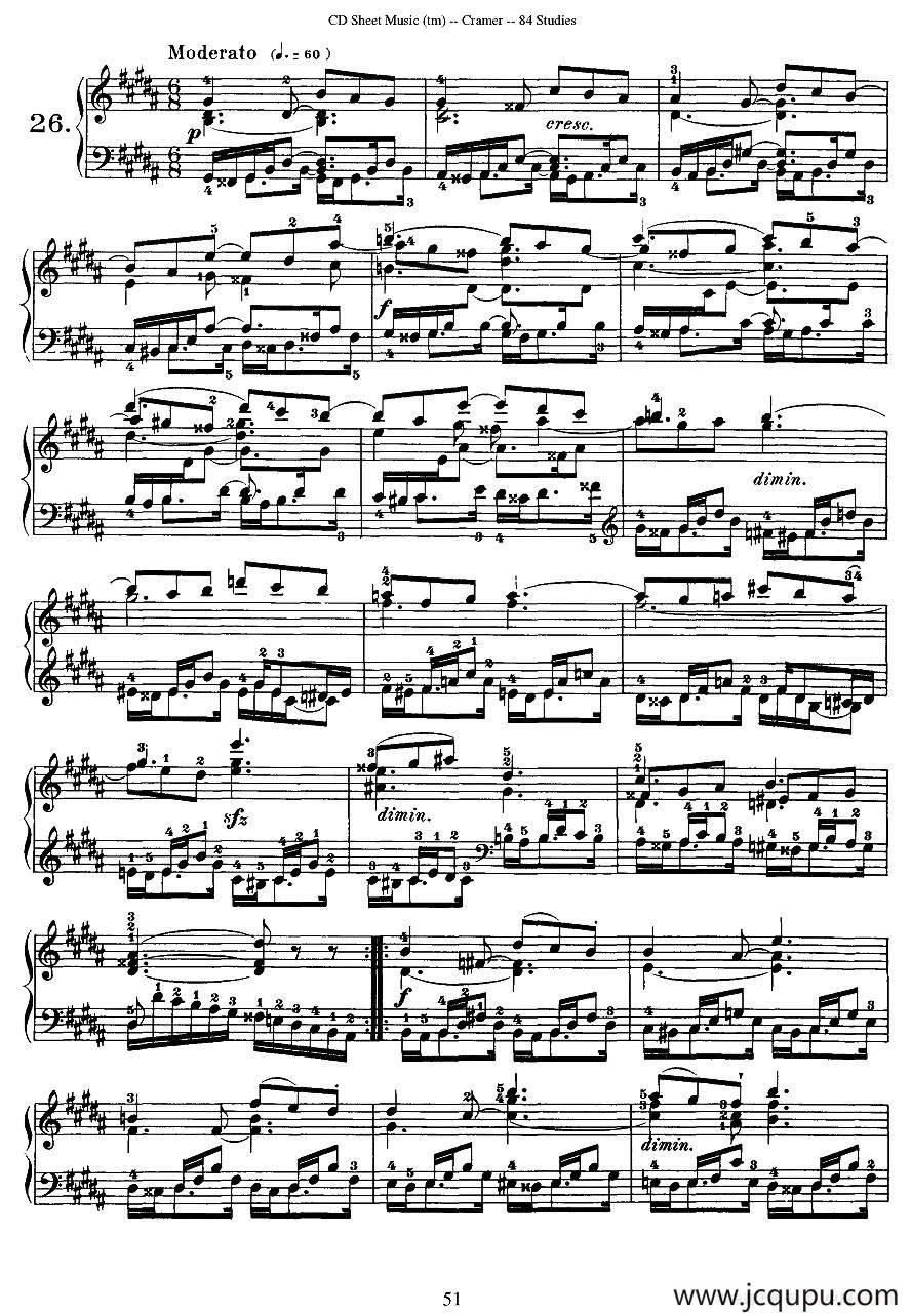 Cramer - 84 exercices（26—30）（克拉莫84首钢琴练习曲）简谱