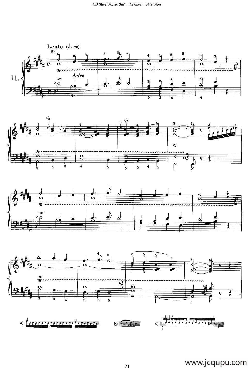 Cramer - 84 exercices（11—15）（克拉莫84首钢琴练习曲）简谱