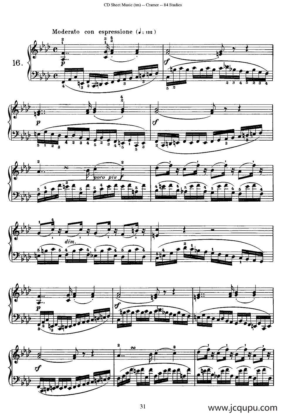 Cramer - 84 exercices（16—20）（克拉莫84首钢琴练习曲）简谱