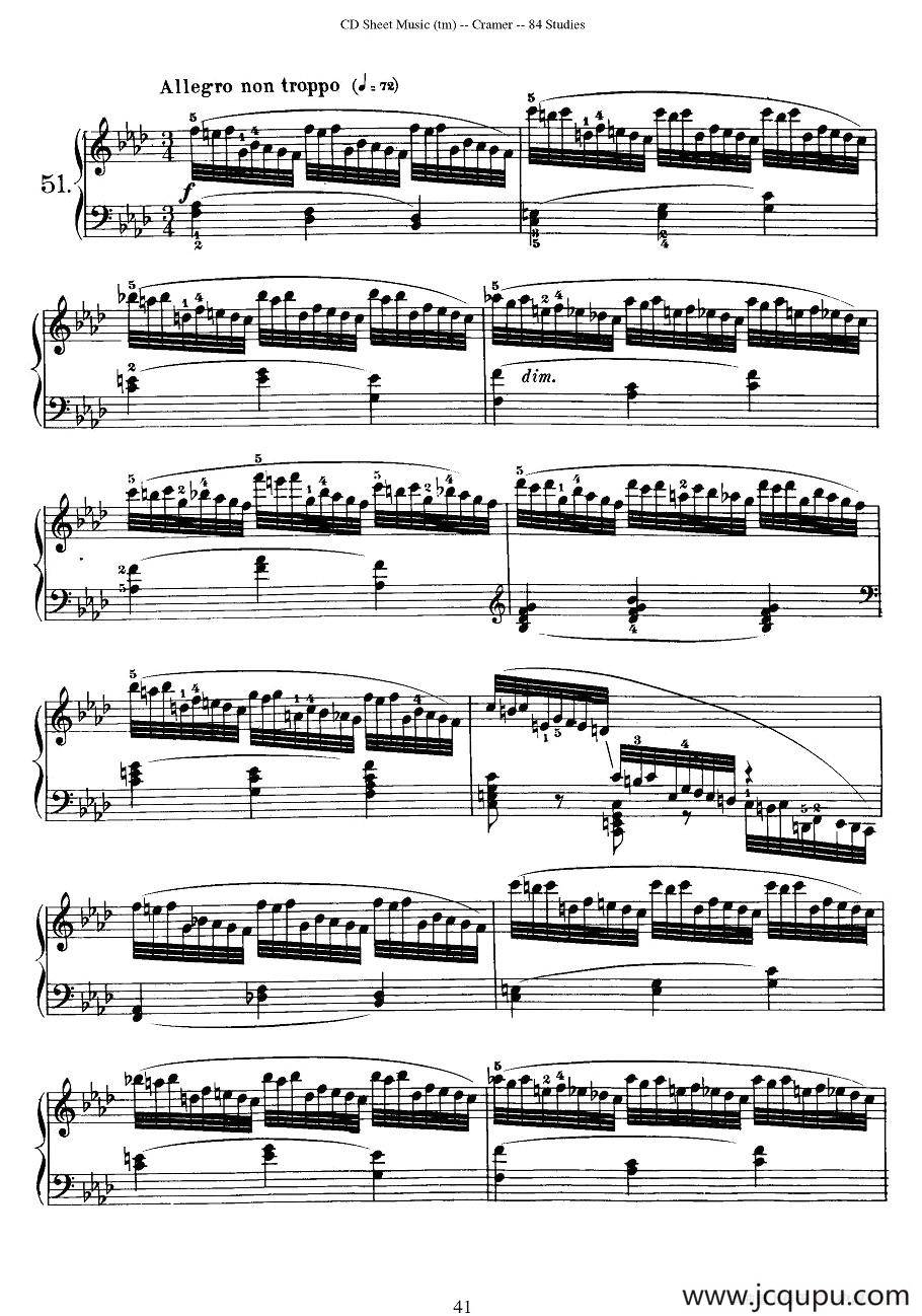 Cramer - 84 exercices（51—55）（克拉莫84首钢琴练习曲）简谱