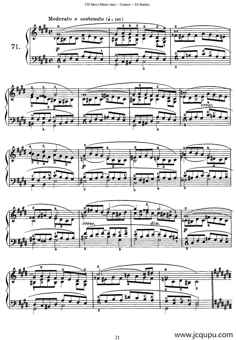 Cramer - 84 exercices（71—75）（克拉莫84首钢琴练习曲）简谱