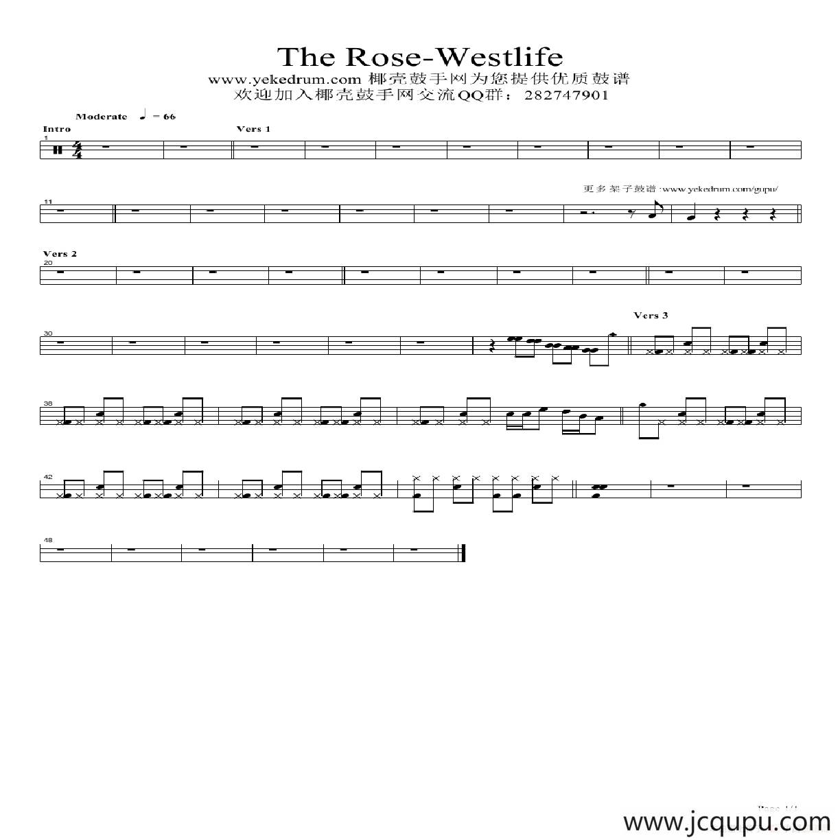 The Rose（架子鼓谱）简谱