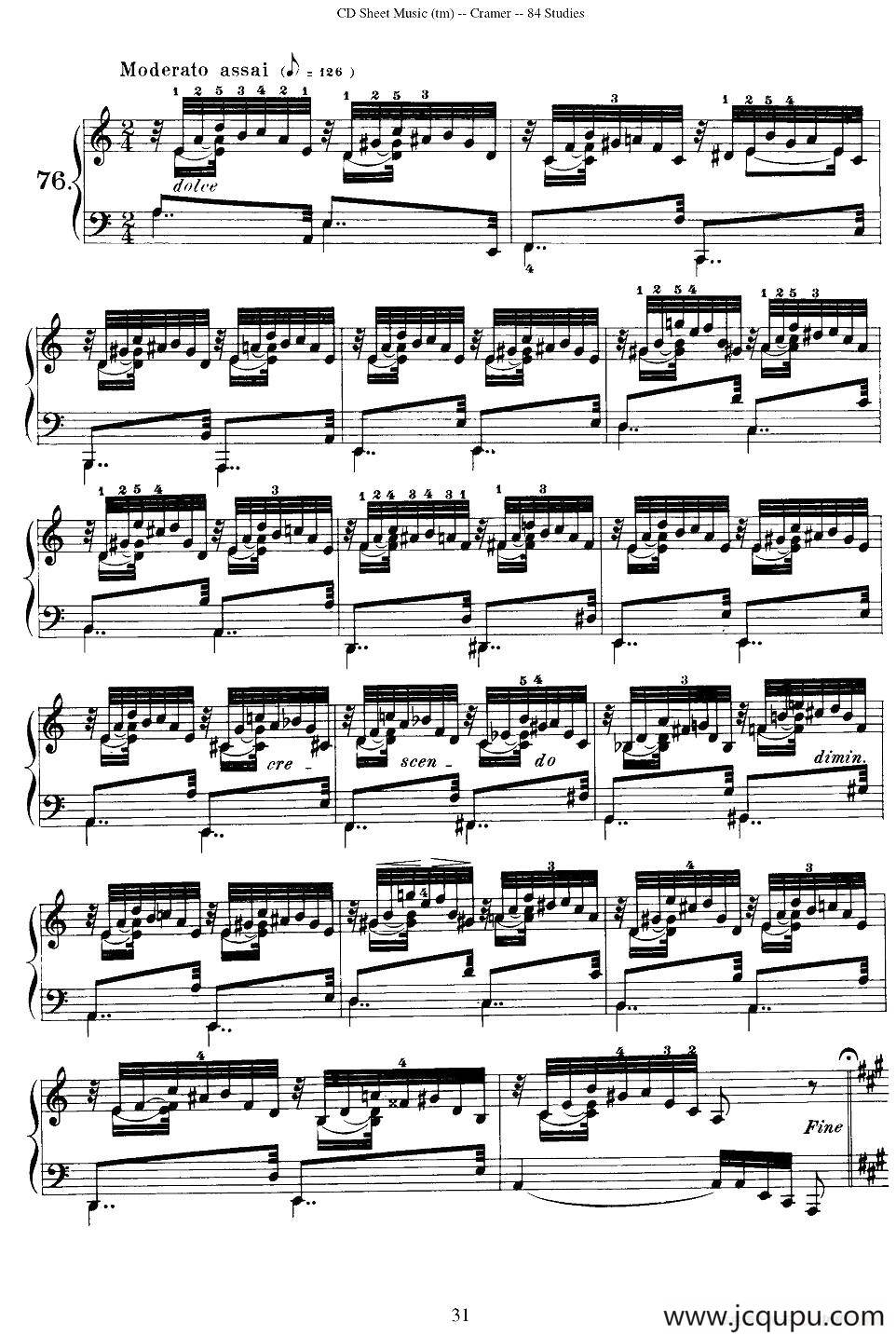 Cramer - 84 exercices（76—80）（克拉莫84首钢琴练习曲）简谱