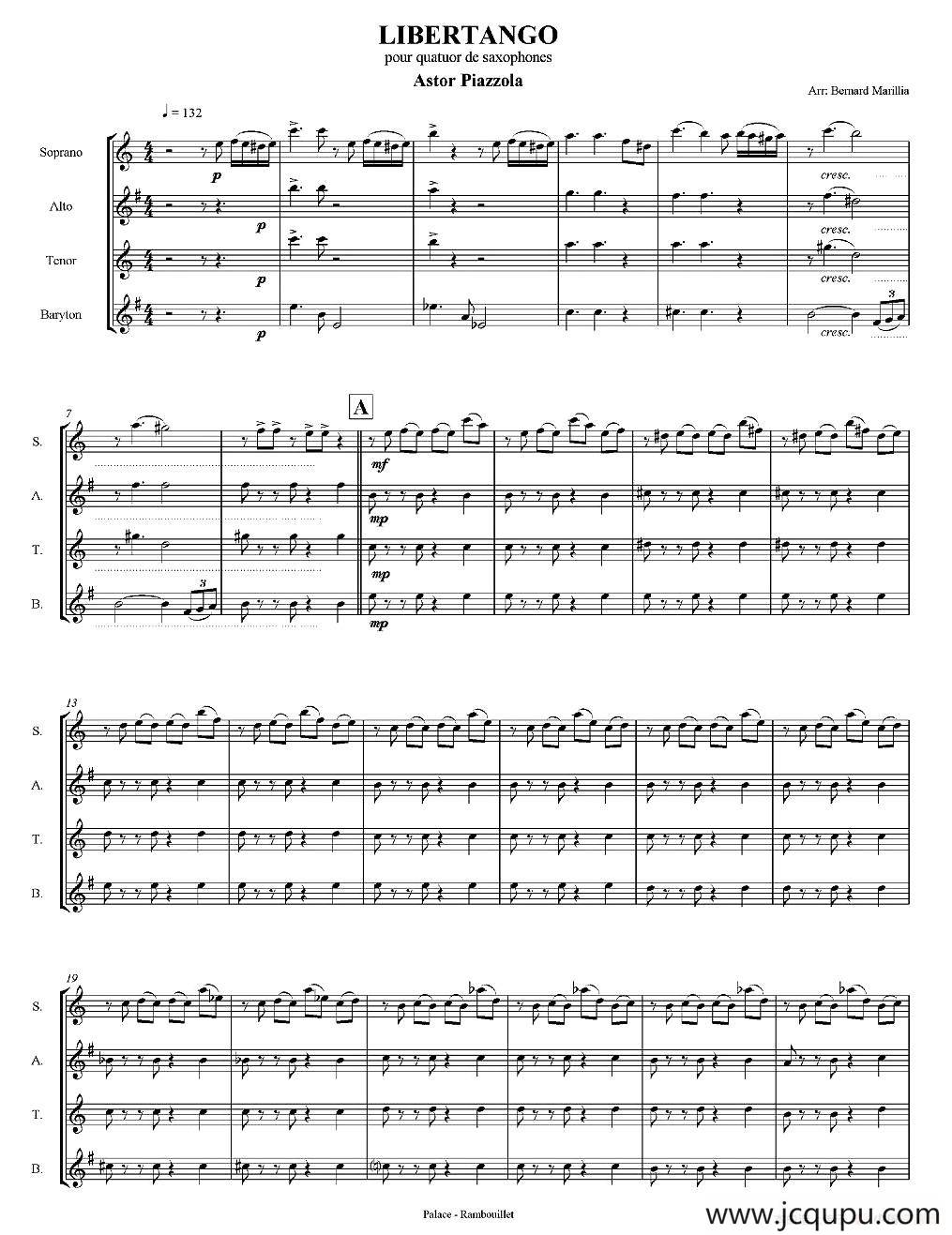 LIBERTANGO（探戈灵魂）（四重奏）简谱