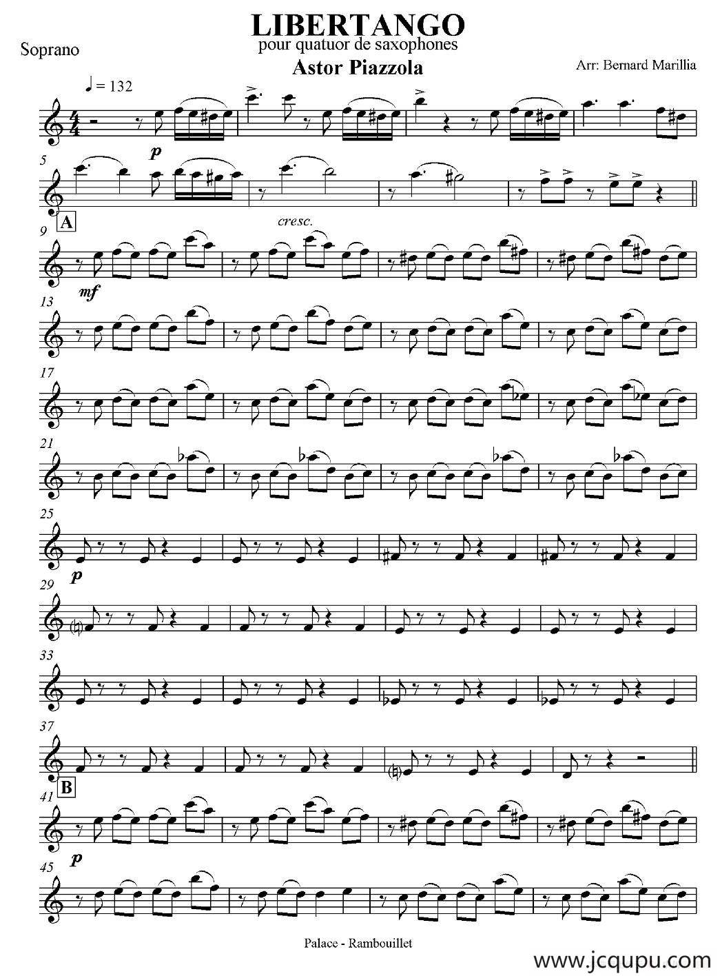 LIBERTANGO（探戈灵魂）（四重奏之高音萨克斯分谱）简谱