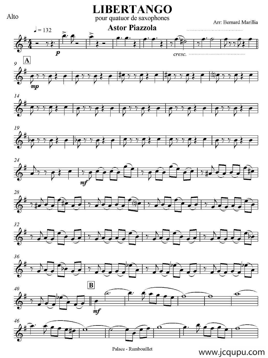 LIBERTANGO（探戈灵魂）（四重奏之中音萨克斯分谱）简谱