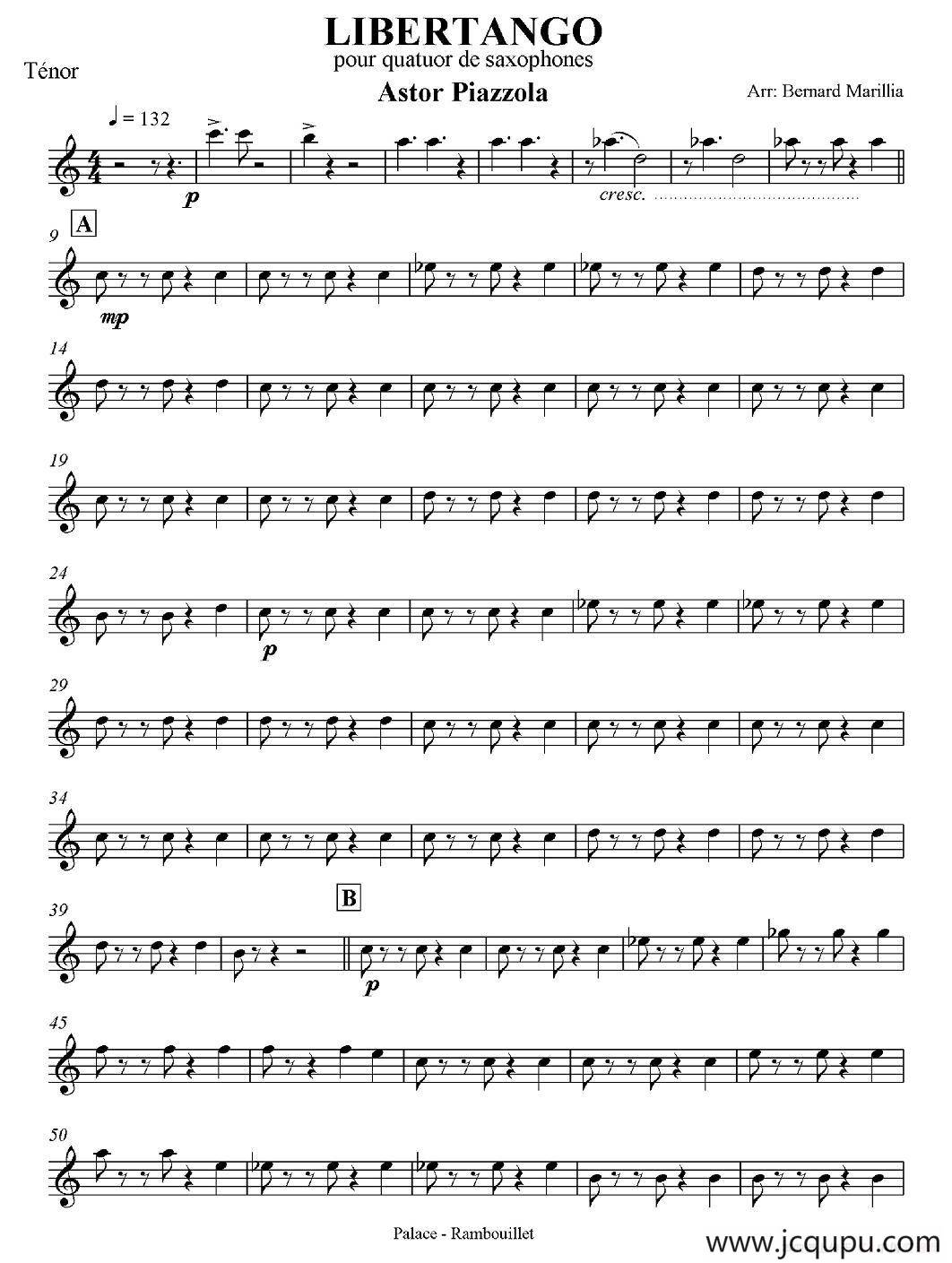 LIBERTANGO（探戈灵魂）（四重奏之次中音萨克斯分谱）简谱