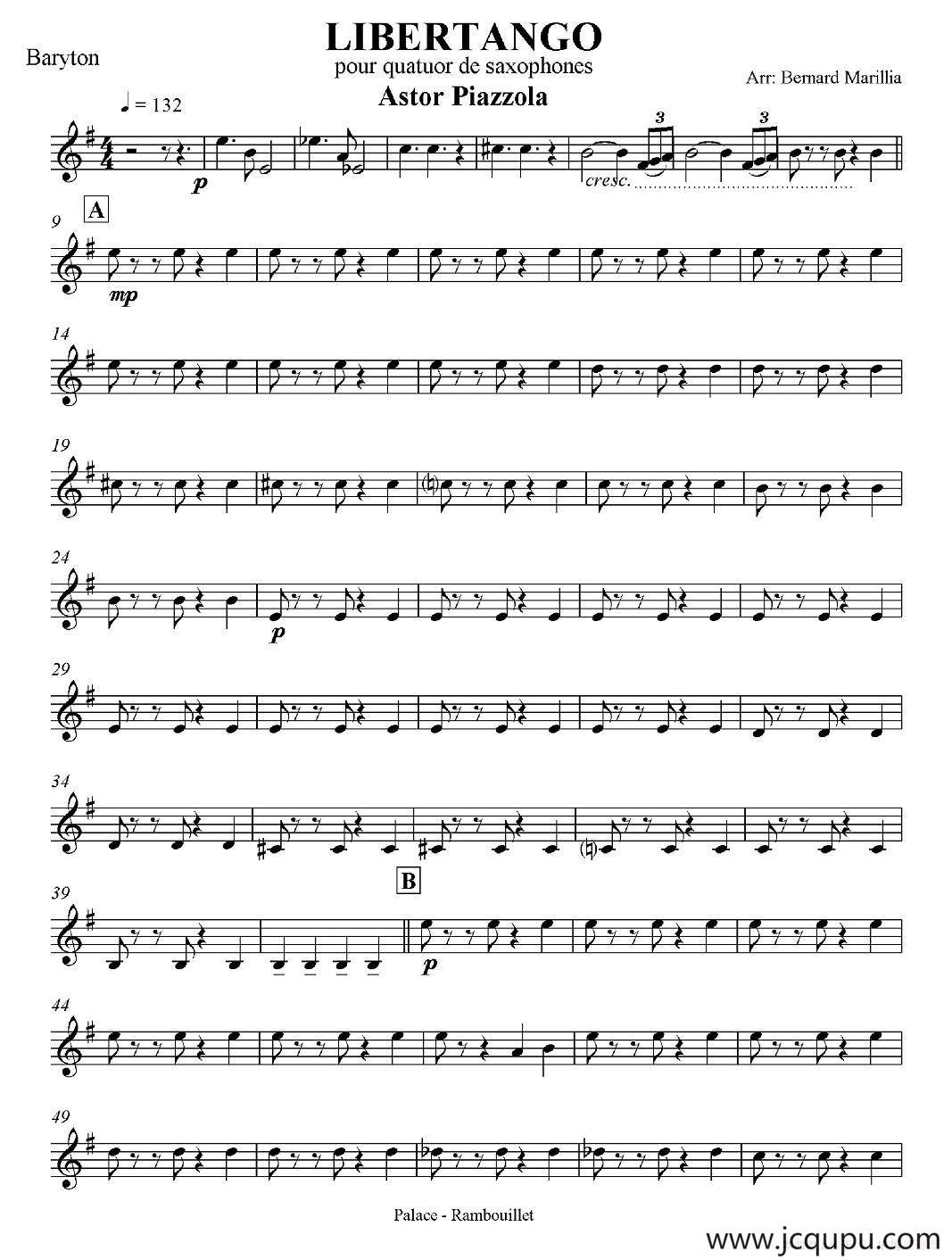 LIBERTANGO（探戈灵魂）（四重奏之上低音萨克斯分谱）简谱