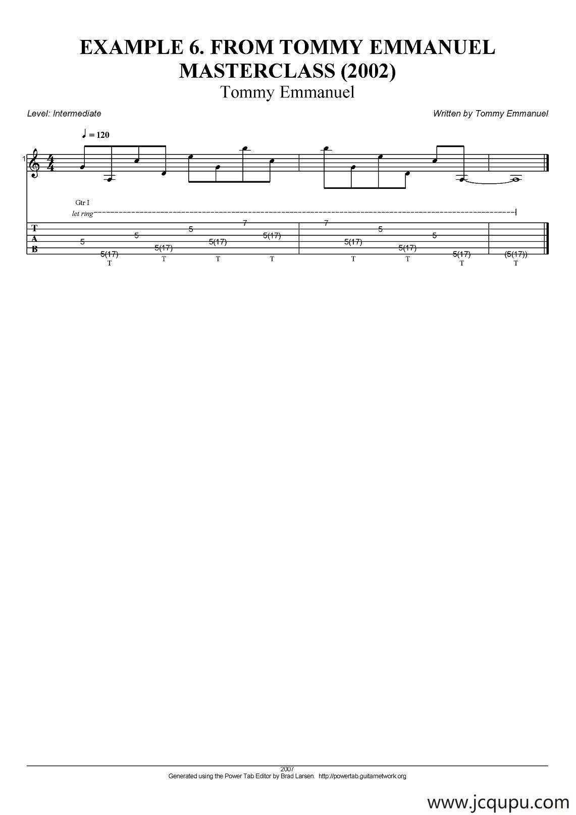 tommy emmanuel：masterclass example-6（指弹吉他）简谱