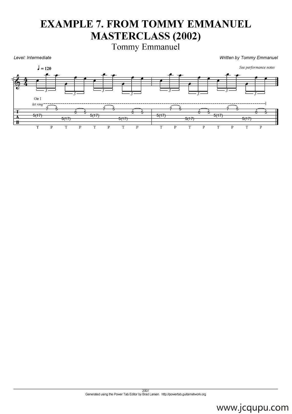 tommy emmanuel：masterclass example-7（指弹吉他）简谱