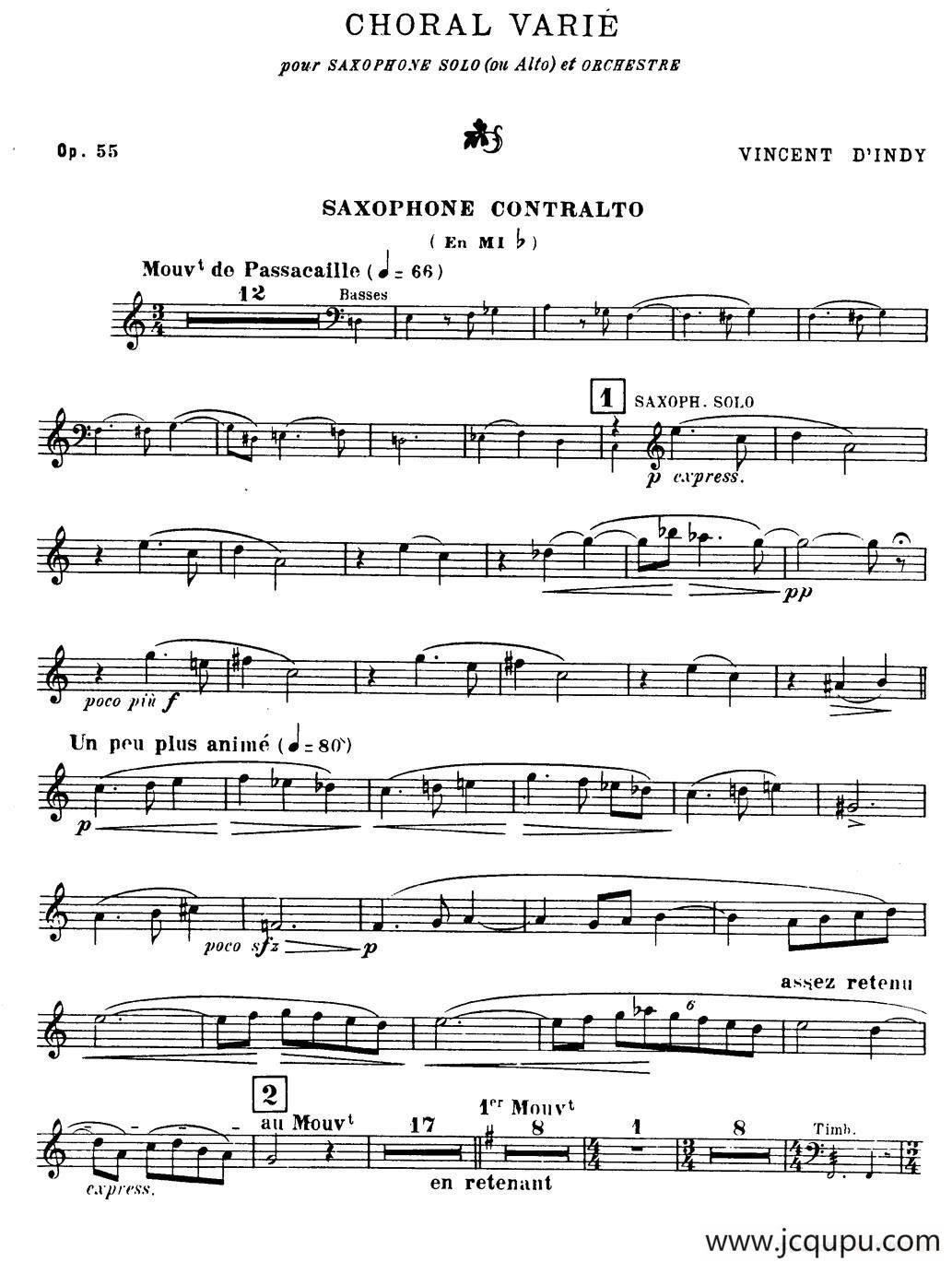 Choral vari Op.55简谱