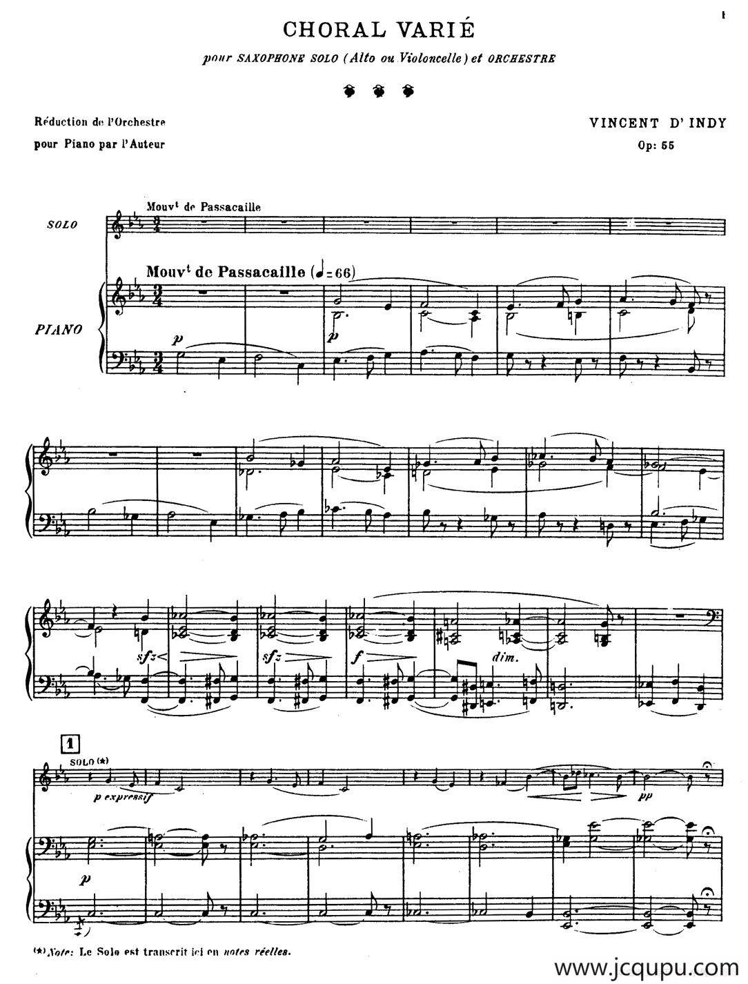 Choral vari Op.55（萨克斯+钢琴伴奏）简谱