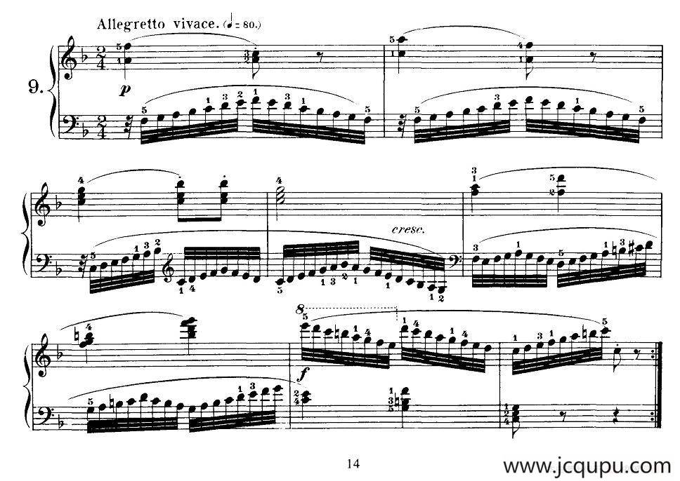 Czerny - 30 New Studies - 9（车尔尼Op849 - 30首练习曲）简谱