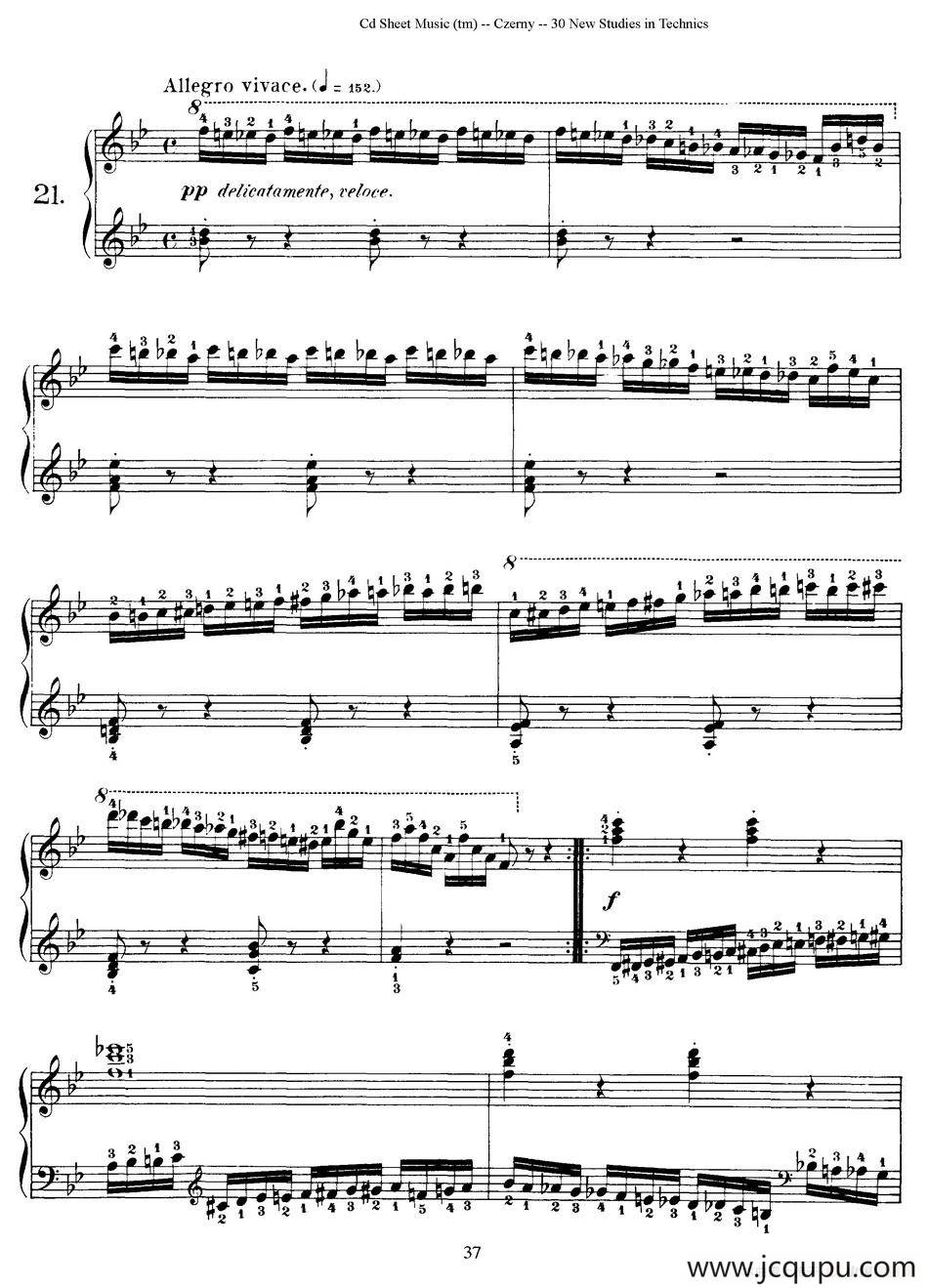 Czerny - 30 New Studies - 21（车尔尼Op849 - 30首练习曲）简谱
