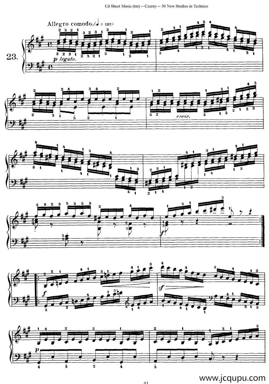 Czerny - 30 New Studies - 23（车尔尼Op849 - 30首练习曲）简谱
