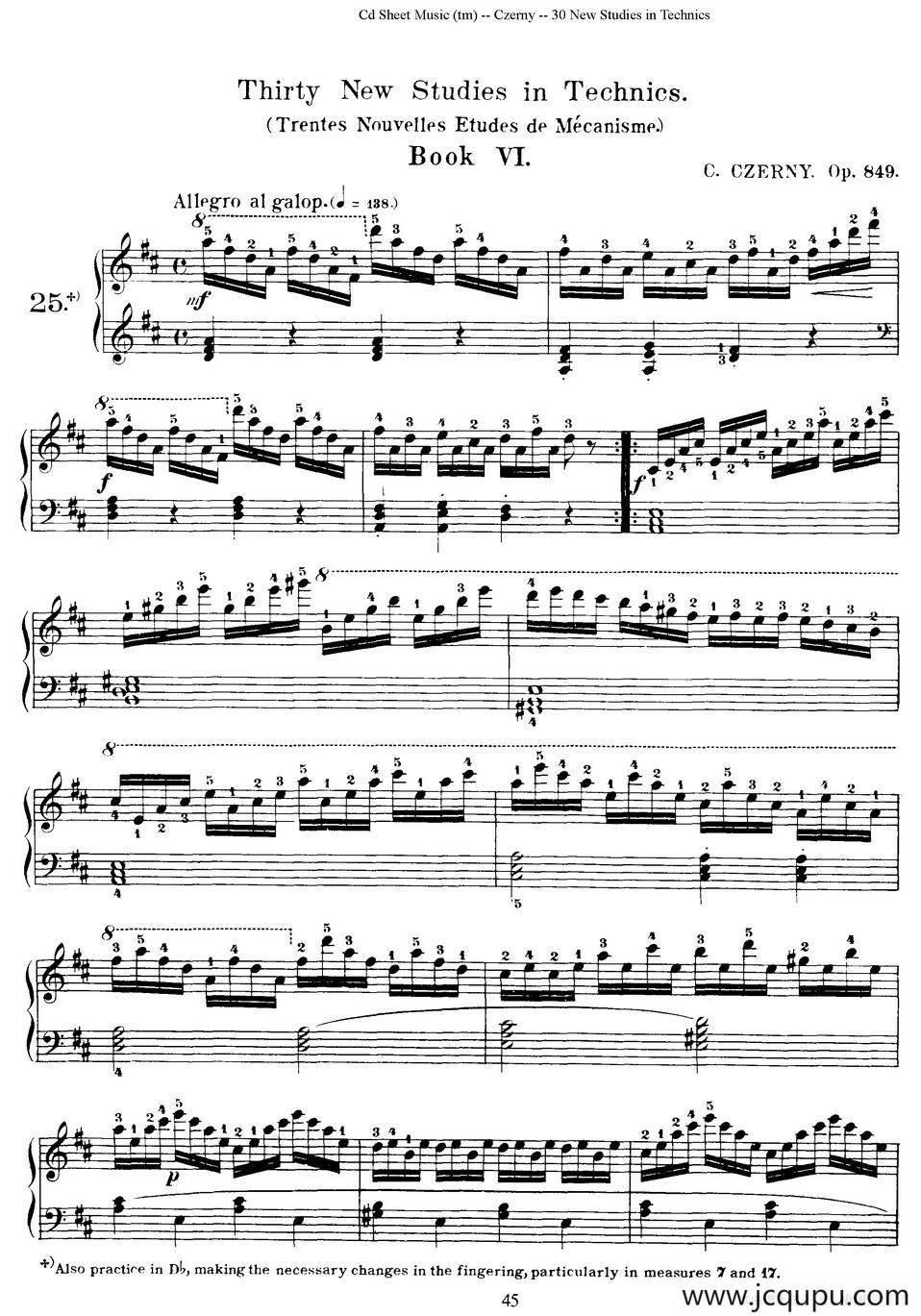 Czerny - 30 New Studies - 25（车尔尼Op849 - 30首练习曲）简谱