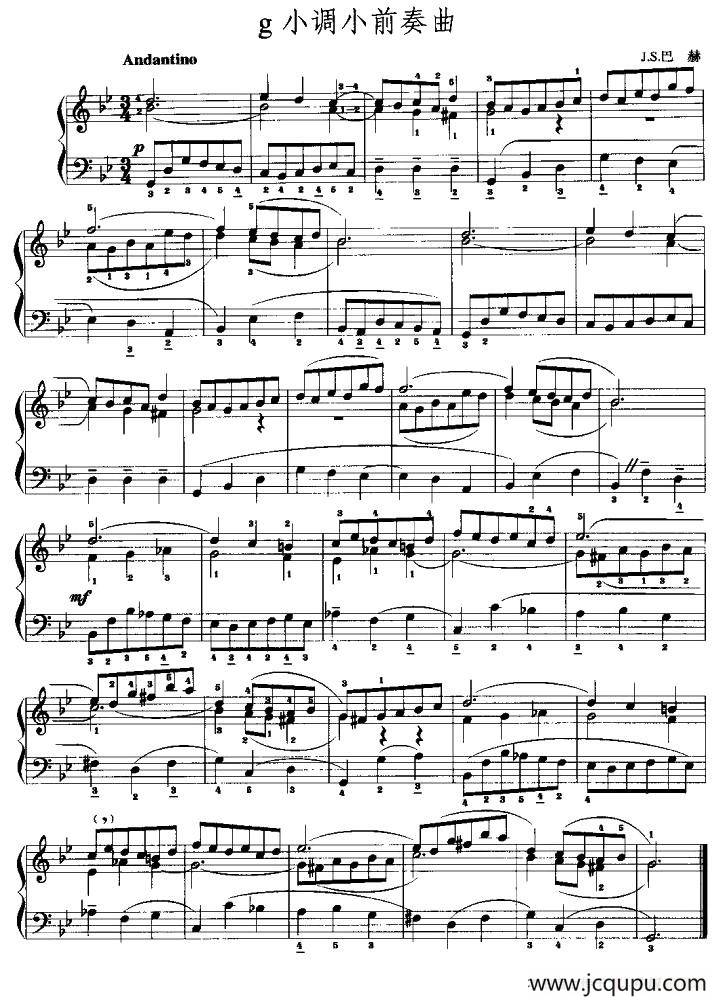 g小调小前奏曲简谱