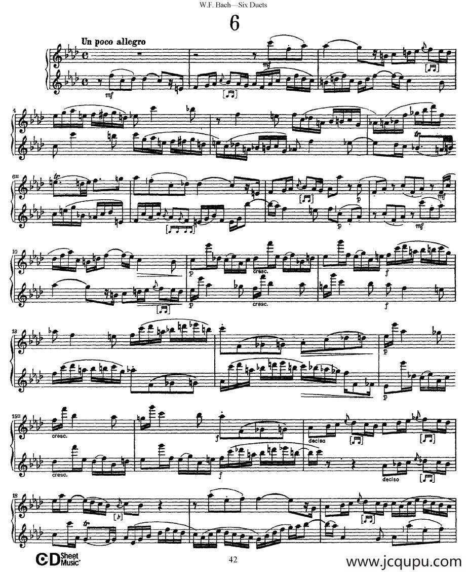 Six Duets（6首二重奏）（6）简谱