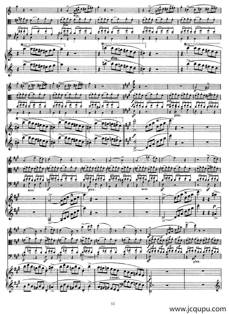 A大调鳟鱼五重奏（P11—20）（弦乐+钢琴）简谱