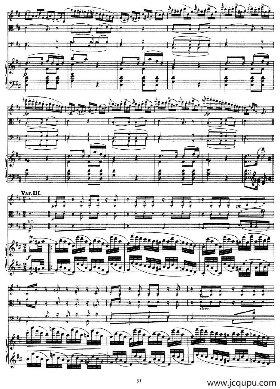 A大调鳟鱼五重奏（P31—40）（弦乐+钢琴）简谱