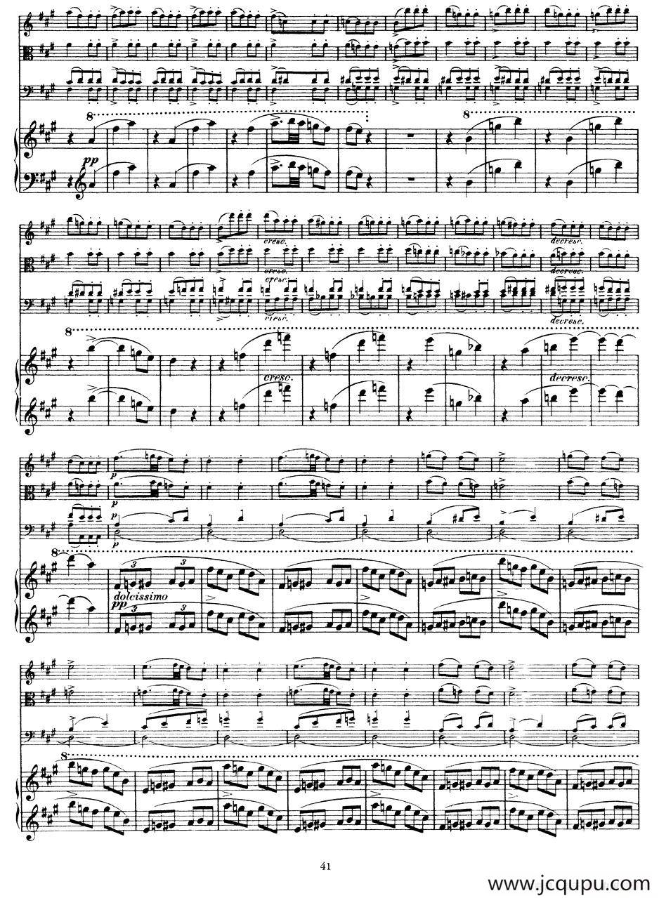 A大调鳟鱼五重奏（P41—50）（弦乐+钢琴）简谱