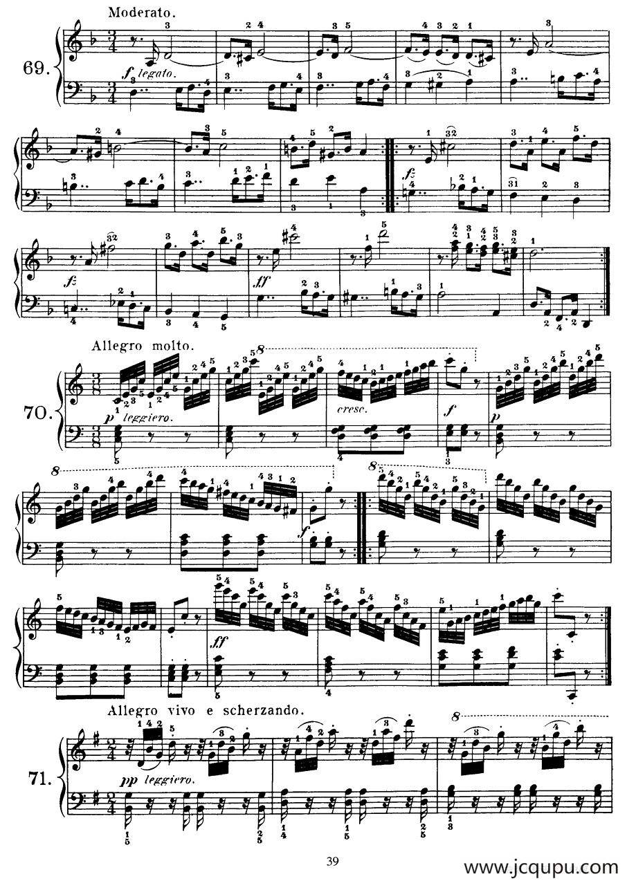 Czerny - 100 Progressive Studies Op.139（69—77）简谱