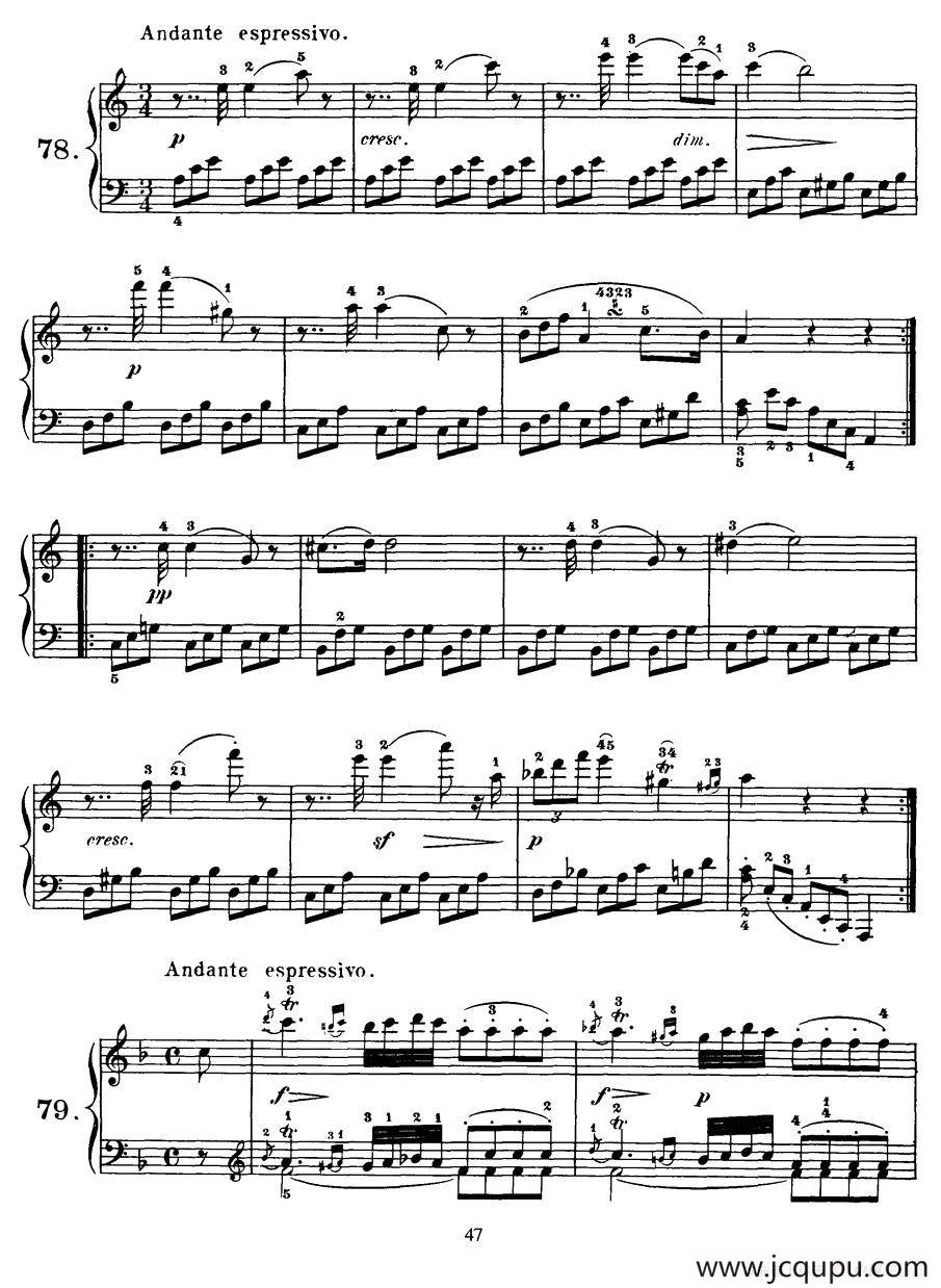 Czerny - 100 Progressive Studies Op.139（78—83）简谱