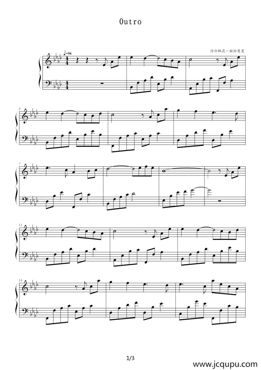 Outro（韩剧《对不起，我爱你》插曲）简谱