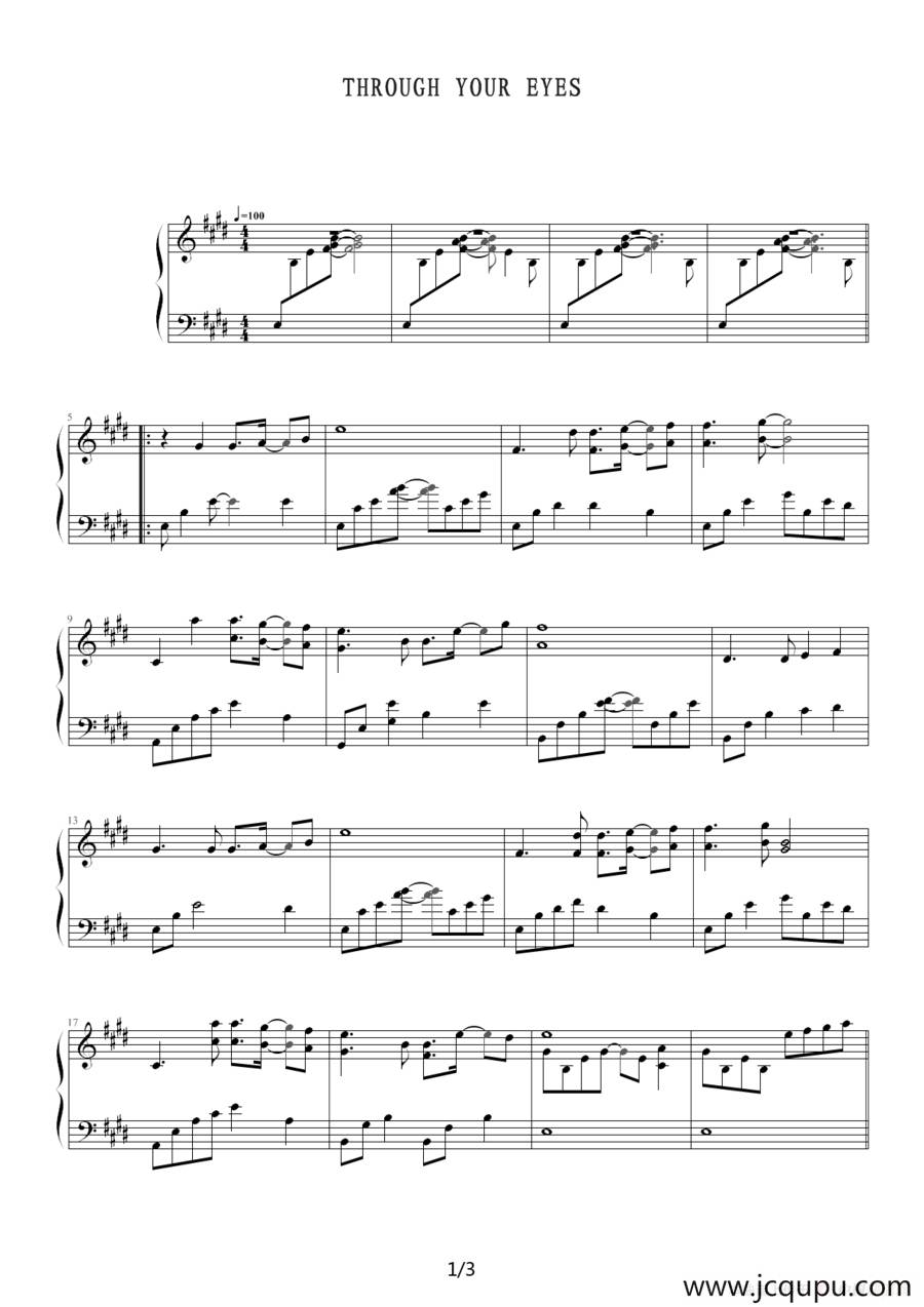 Through Your Eyes简谱