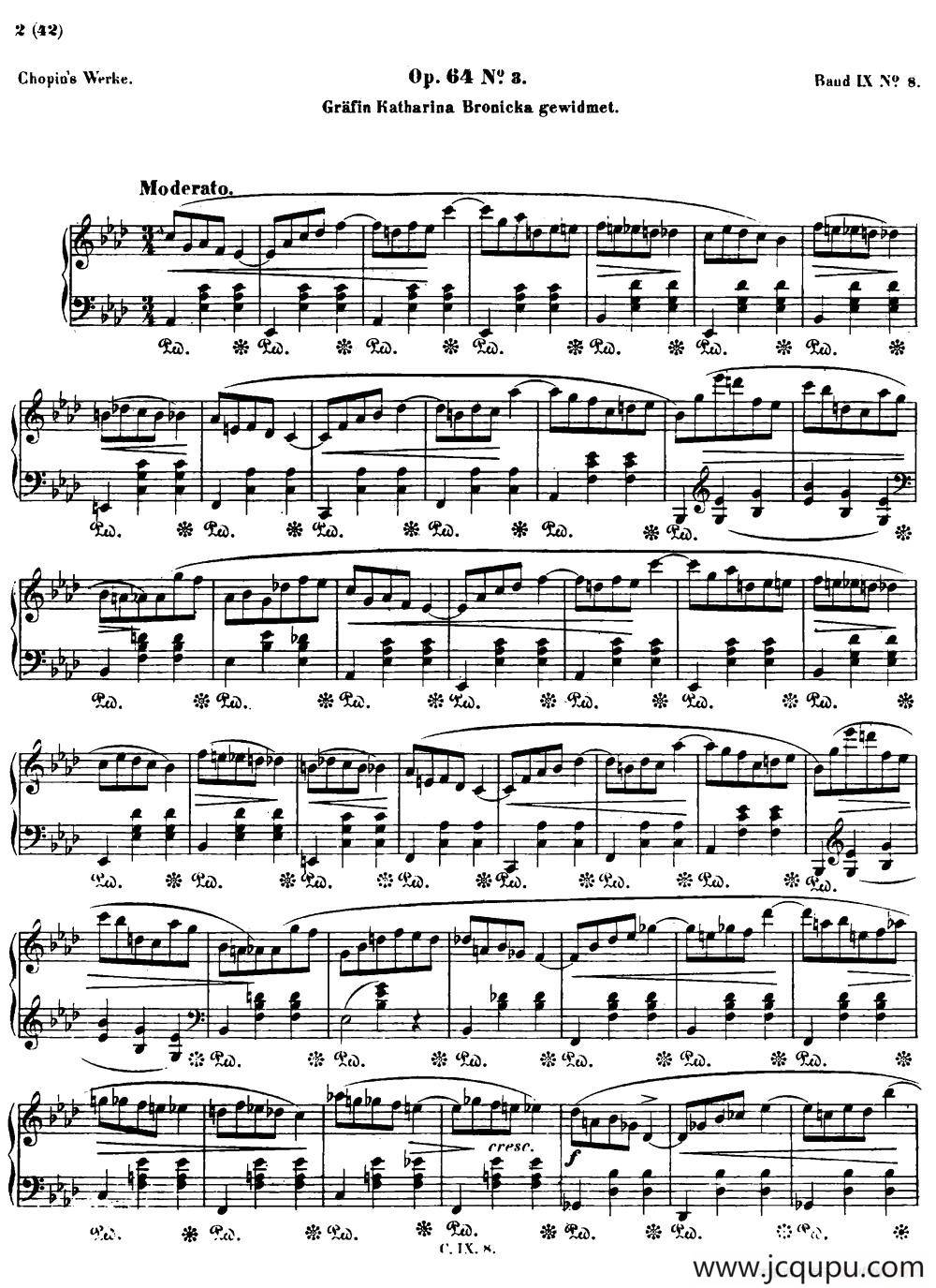 降A大调圆舞曲Op.64-3 简谱