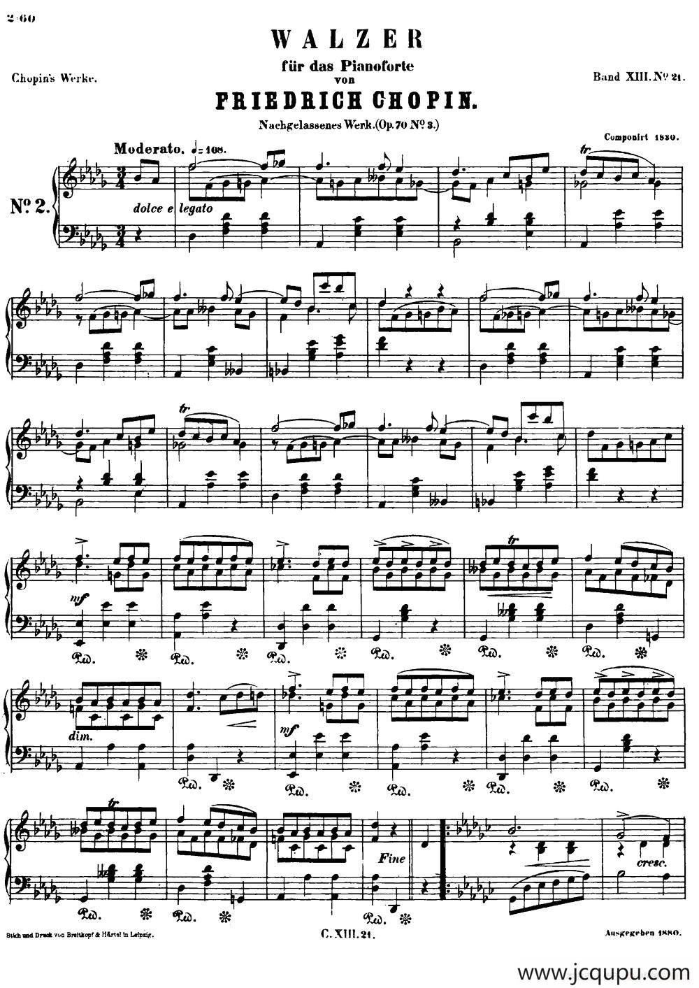 降D大调圆舞曲Op.70-3 简谱