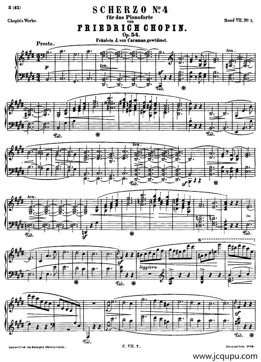 E大调钢琴谐谑曲Op.54（第四号）简谱