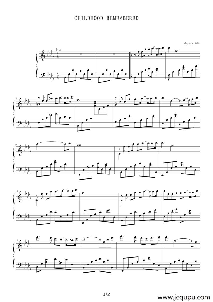 Childhood Remembered简谱