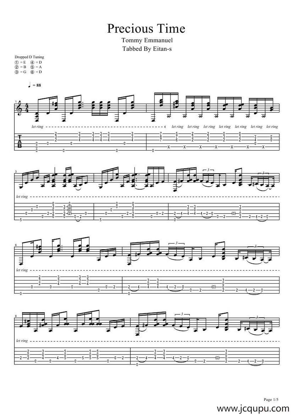 tommy emmanuel： precious time(1)（指弹吉它）简谱