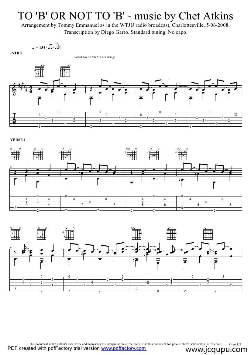 tommy emmanuel：to b or not to b wtju broadcast version（指弹吉它）简谱