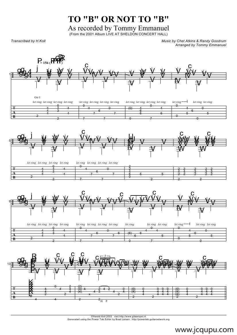 tommy emmanuel：to b or not to b（指弹吉它）简谱