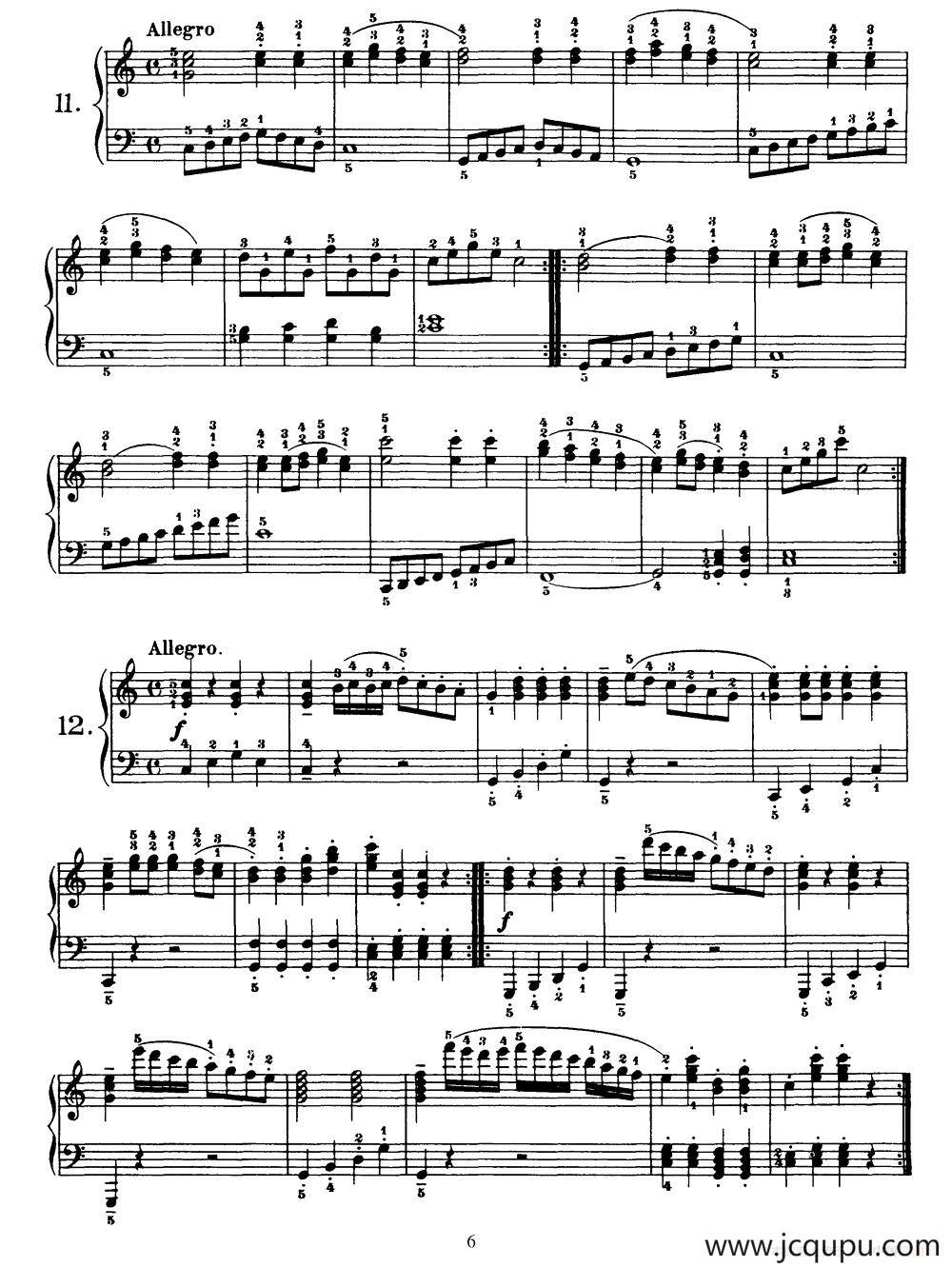 One Hundred and Ten Easy and Progressive Exercises Op.453（车尔尼110首简易练习曲 11——20）简谱