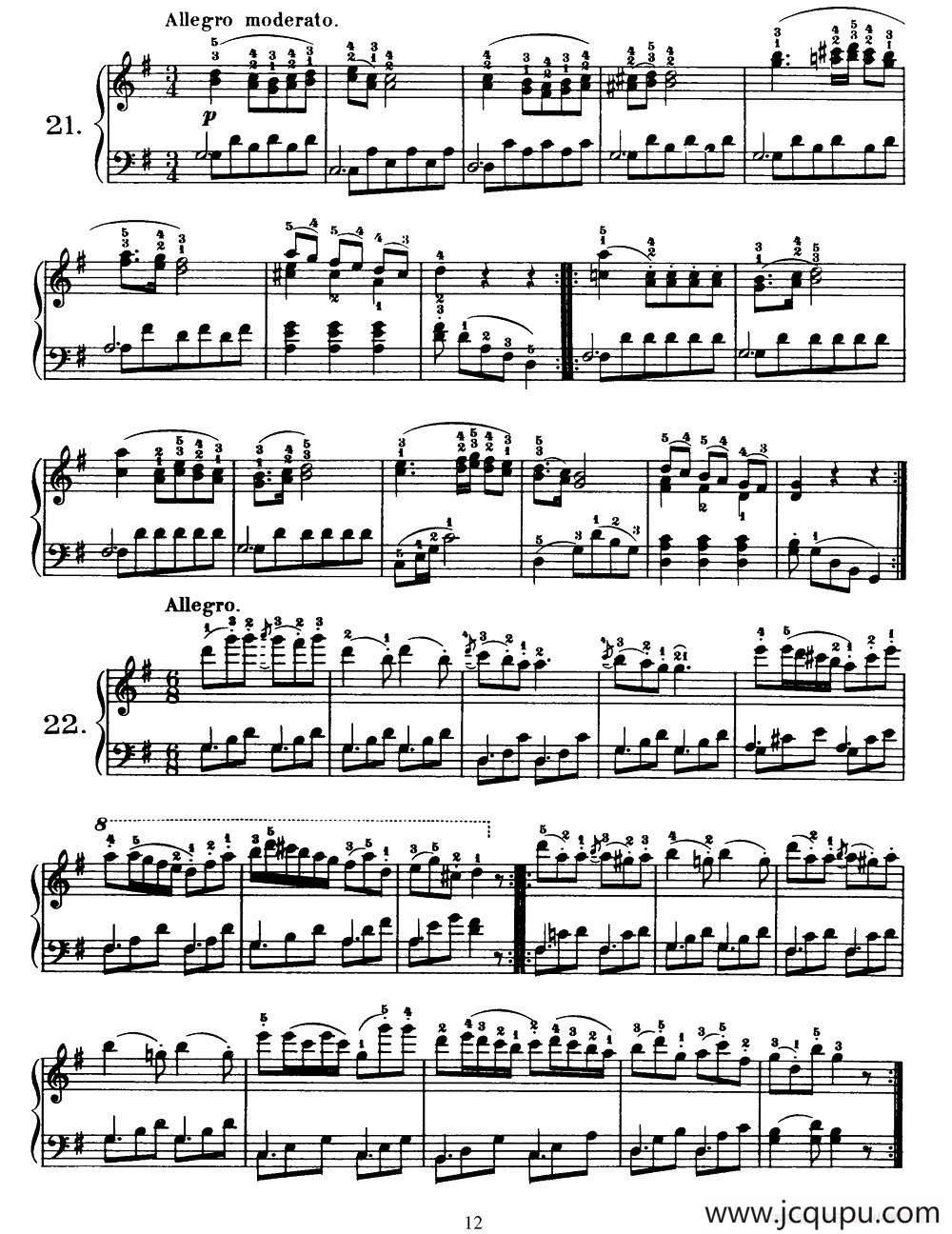 One Hundred and Ten Easy and Progressive Exercises Op.453（车尔尼110首简易练习曲 21——30）简谱