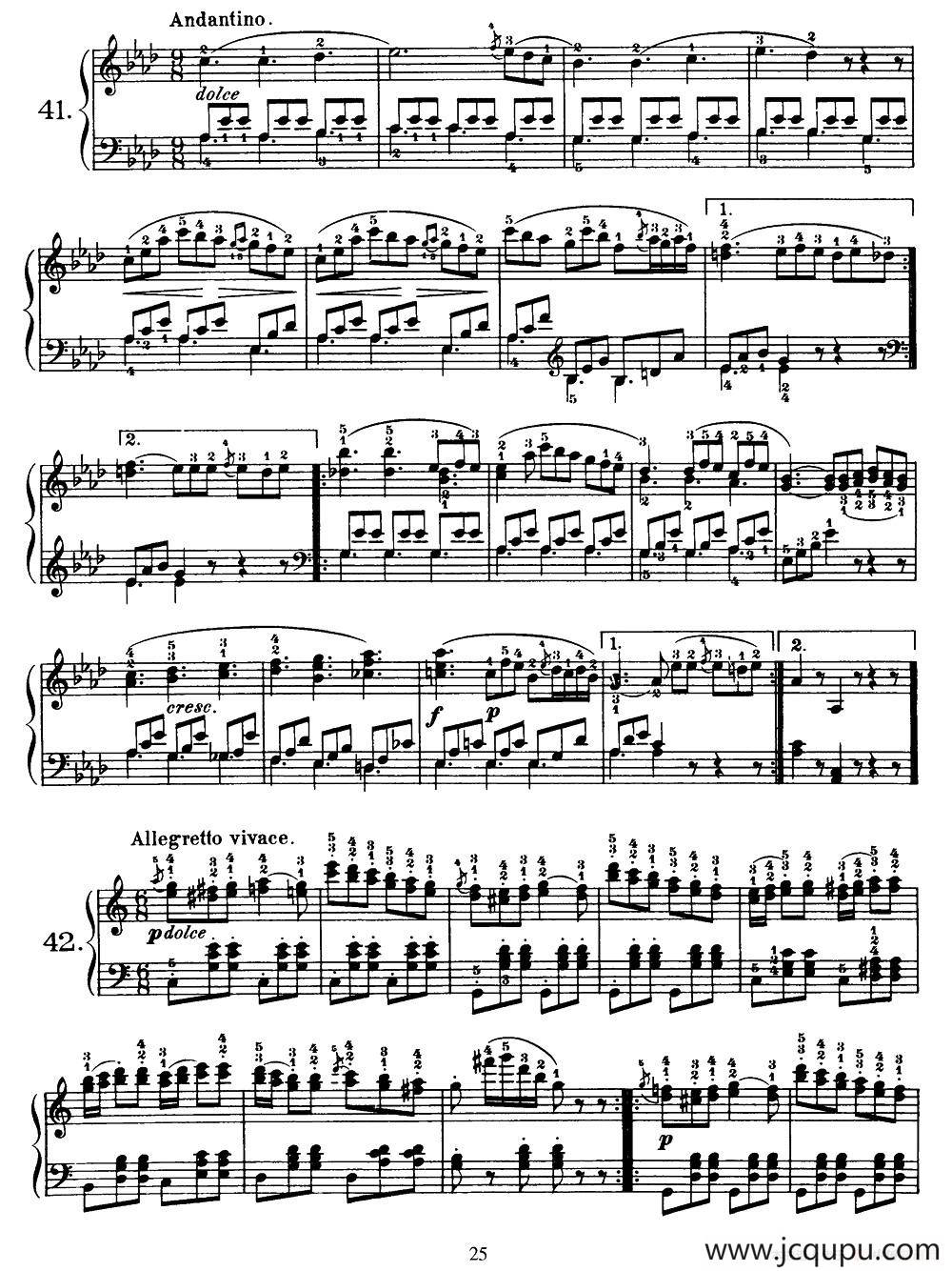 One Hundred and Ten Easy and Progressive Exercises Op.453（车尔尼110首简易练习曲 41——51）简谱