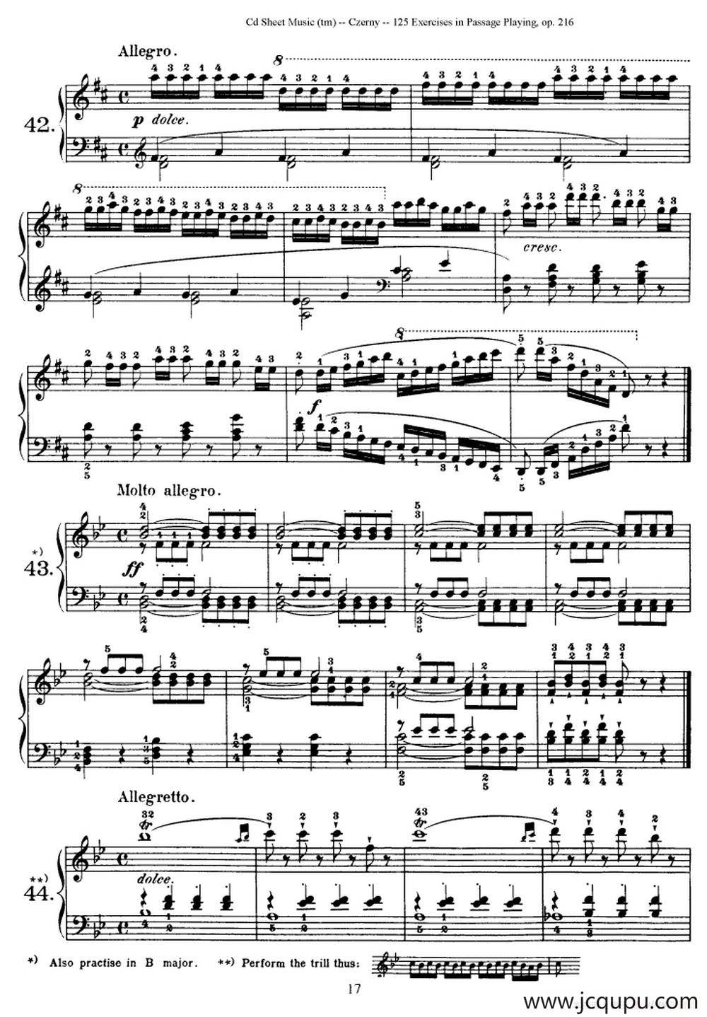 125 Exercises in Passage Playing Op.261（车尔尼125首钢琴短乐句练习曲（42——60））简谱