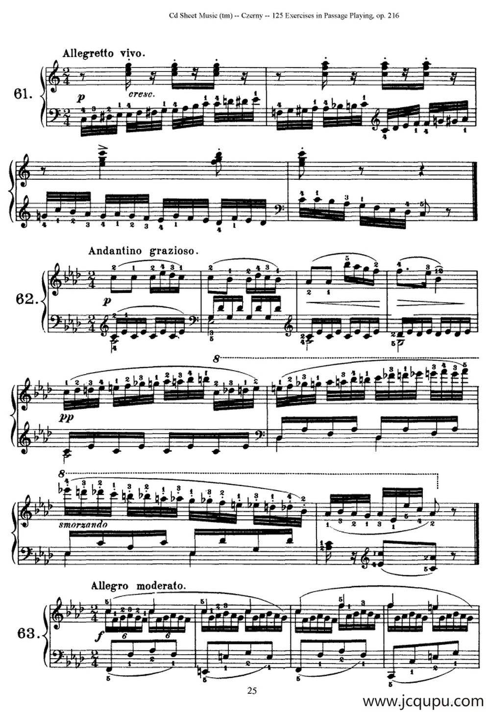 125 Exercises in Passage Playing Op.261（车尔尼125首钢琴短乐句练习曲（61——78））简谱