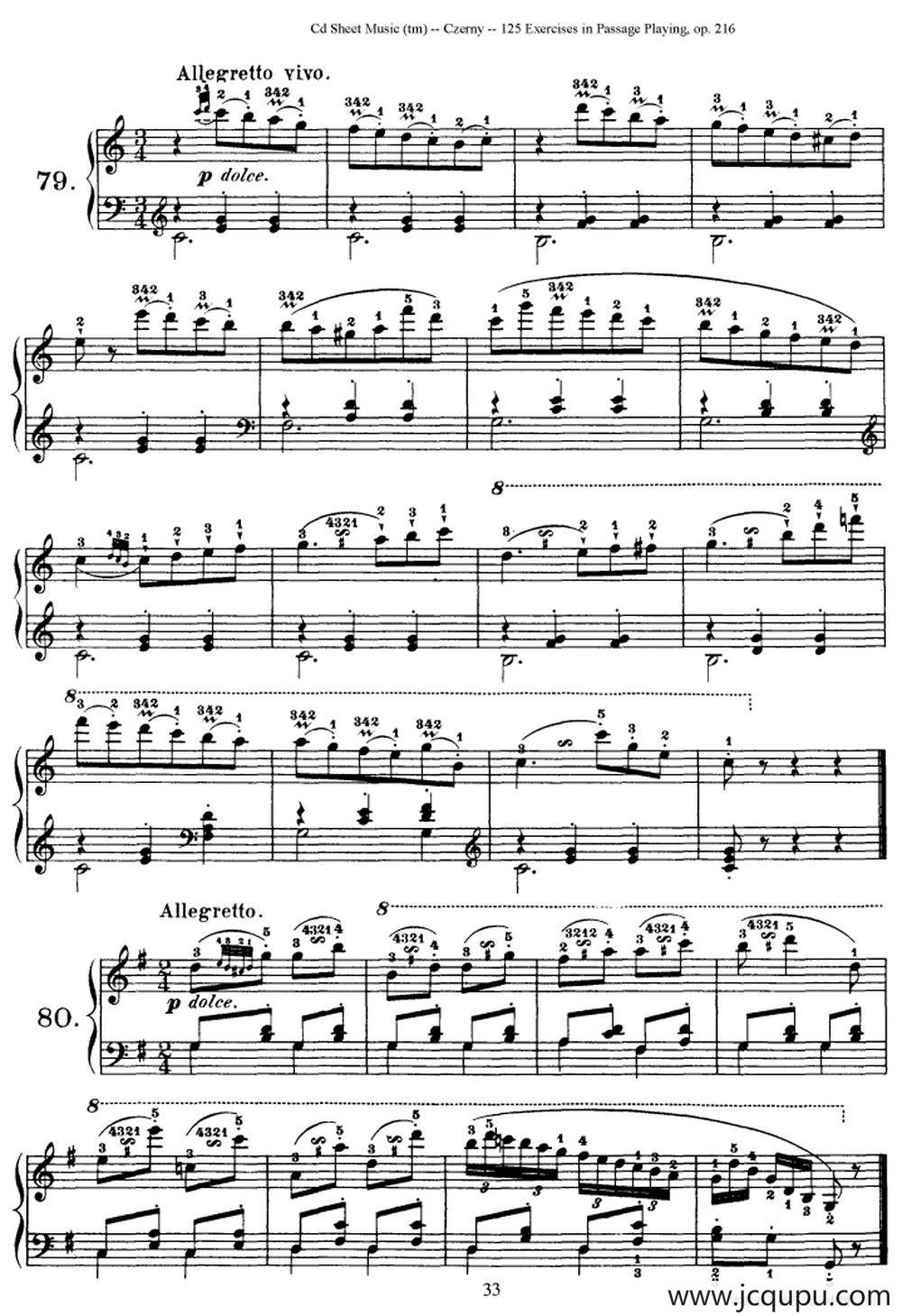 125 Exercises in Passage Playing Op.261（车尔尼125首钢琴短乐句练习曲（79——94）简谱