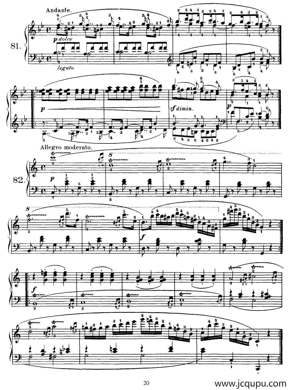 One Hundred and Ten Easy and Progressive Exercises Op.453（车尔尼110首简易练习曲 81——89）简谱