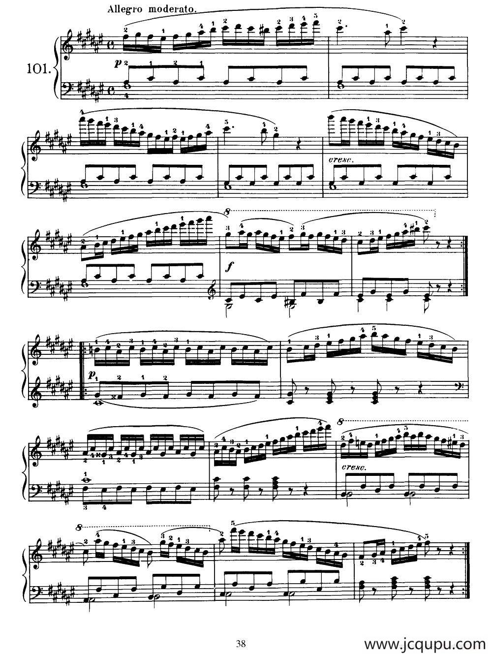 One Hundred and Ten Easy and Progressive Exercises Op.453（车尔尼110首简易练习曲 101——110）简谱