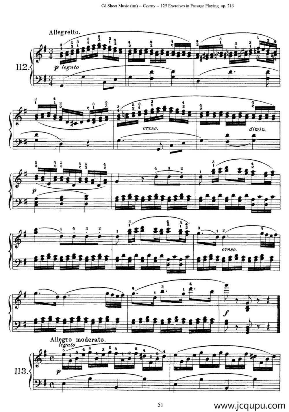 125 Exercises in Passage Playing Op.261（车尔尼125首钢琴短乐句练习曲（112——125））简谱